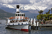 Boat docked at Bellagio on Lake Como, Italy.