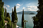view across Villa Monastero and Lake Como, Varenna, Lombardy, Italy, Europe
