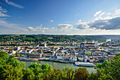 Old town with Danube river and Inn river, Passau, Lower Bavaria, Germany