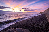 Pink sunset at the Telscombe Cliffs, Newhaven, East Sussex, England, United Kingdom, Europe