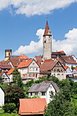 Stadtturm Tower, Half Timbered Houses, Kirchberg an der Jagst, Hohenlohe Region, Baden Wurttemberg, Germany