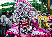 Colourful dressed masked man in the Carneval (Carnival) in Santo Domingo, Dominican Republic, West Indies, Caribbean, Central America