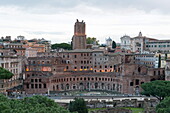 Via dei Fori Imperiali and Trajan's Forum ruins seen from Vittoriano monument, Rome, Lazio, Italy, Europe