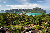 Ao Ton Sai and Ao Dalam bays from viewpoint, Koh Phi Phi, Krabi Province, Thailand, Southeast Asia, Asia