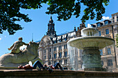 Wittelsbacher fountain on Lenbach square, Munich, Upper Bavaria, Bavaria, Germany