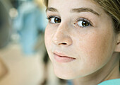 Preteen girl, close-up of face