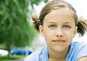 Girl with pigtails, portrait