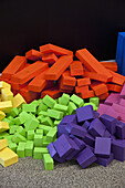 Pile of colored wooden blocks