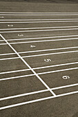 Numbered lanes on a track field