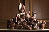 Heap of different chocolate Easter bunnies
