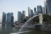 View of Merlion Park and Singapore skyline