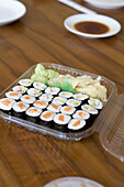 Sushi in lunch box, close-up