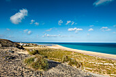 Nehrung, Playa Barca, Playa de Sotavento, Fuerteventura, Kanarische Inseln, Spanien