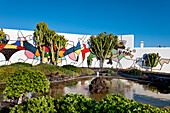 Coloured wall in Fundacion Cesar Manrique, Tahiche, Lanzarote, Canary Islands, Spain
