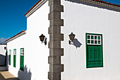 Green windows, Yaiza, Lanzarote, Canary Islands, Spain