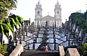 Aufgang zur Wallfahrtskirche Bom Jesus bei Braga, Minho, Nordwest-Portugal, Portugal