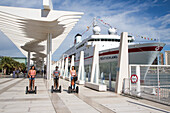 People enjoying a Segway tour with cruise ship MS Deutschland (Reederei Peter Deilmann) at Malaga Cruise Terminal, Malaga, Andalusia, Spain