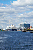 Cruise ship at the habour terminal, Hamburg, Germany