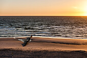 Sandy beach in sunset, Kampen, Sylt, Schleswig-Holstein, Germany