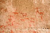 Prehistoric Rock Art, Tadrart Valley, Akakus mountains, Libya, Sahara, North Africa
