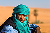 Tuareg in desert, Libya, Africa