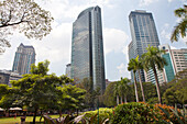 Ayala Triangle Park in Makati City, the financial and business district in the center oft he capital Metro Manila, Philippines, Asia