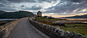 Loch Duich and Loch Alsh with Eilean Donan castle in the background, Dornie, Highland, Scotland, United Kingdom