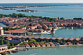 Luftaufnahme, Arsenale, Lagune von Venedig, Serenissima, militärische Schiffswerft, Canale di San Marco, Venedig, Italien