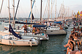 Festa del Redentore, Redentore Feast Day, thanks that the plague ended, pontoon bridge built across Giudecca Canal annually, sunset, 3rd Sunday of July, boats, party, Venice, Italy