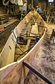 Roberto Tramontin, traditional gondola boat builder, timber ribs, construction, Venice, Veneto, Italy