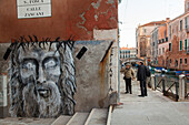 Christusbild, Dornenkrone, Wandbild, Cannaregio, Venedig, Italien