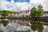 Picturesque houses in Bad Karlshafen, which was founded by the French Huguenots, Hesse, Germany, Europe