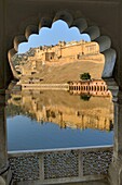 India, Rajasthan, Amber Palace, Diwan I Khas, also called Jai Mandir, Shish Mahal (Hall of Mirrors).