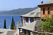 Greece, Chalkidiki, Mount Athos peninsula, listed as World Heritage, Dochiariou monastery.