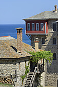 Greece, Chalkidiki, Mount Athos peninsula, listed as World Heritage, Iviron monastery, The arsana (port).