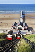 Saltburn Cliff Tramway and Pier in Summer Saltburn by the Sea Redcar and Cleveland England.