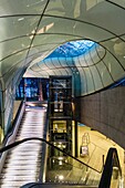 Base station of the Hungerburgbahn funicular railway at the Congress by top architect Zaha Hadid, Innsbruck, Tyrol, Austria, Europe.