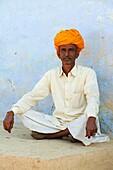 India, Rajasthan, Meda village around Jodhpur, Rabari ethnic group, Karnaram Devasi, 55 old.