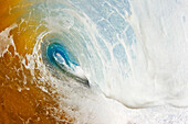 Hawaii, Maui, Makena Beach, View Through Tube Of Beautiful Sandy Wave.