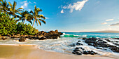 Hawaii, Maui, Makena Cove, Tropical Beach And Palm Trees.