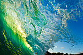 Hawaii, Maui, Makena, Beautiful Wave At Sunset, View From Inside The Barrel