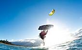 Hawaii, Maui, Professional Kiteboarder Patri Mclaughlin Riding At Kitebeach. For Editorial Use Only.