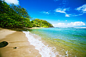 Hawaii, Kauai, Waikoko, Tide Coming In On The Beach.