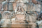 Thailand, Buri Ram, Phanom Rung Historical Park, Ancient Hindu Khmer Style Temple With Elaborate Stonework.