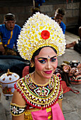 Indonesia, Bali, Batubulan Village, Barong Dance, Dancer In Costume.