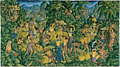 Indonesia, Balinese Painting Full View With Colorful Detail B1749