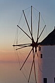 Close Up Of A Windmill In The Village Of Oia, Santorini, Greece