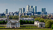 Uk, England, London, Canary Wharf Isle Of Dogs From Greenwich.