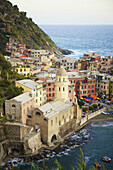 'Aerial view of Vernazza, Cinque Terre; La Spezia, Liguria, Italy'