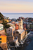 'Village of Vernazza at sunset, Cinque Terre; Vernazza, Liguria, Italy'